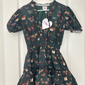 Buddy Love Clementine Moth Dress in Hunter Green Dragonfly